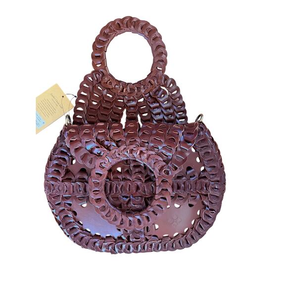 Patricia Nash Italian Leather Slouchy Chain Hobo Tote Bag NWT Boho Festival - Picture 6 of 6